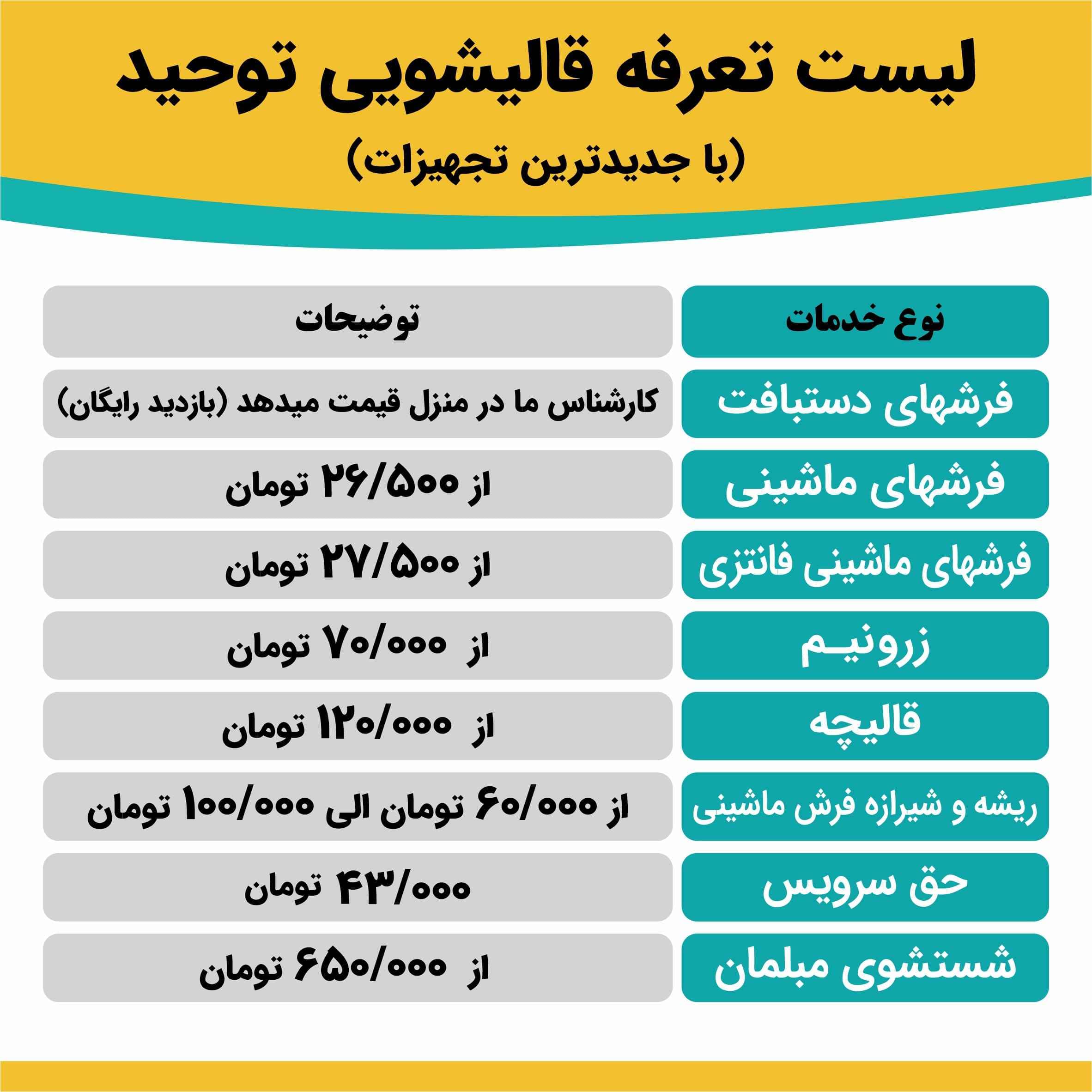قیمت خدمات قالیشویی تهران ویلا